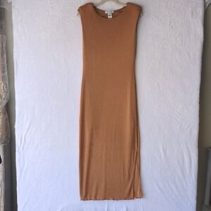 GILLI Women's Brown Sleeveless‎ Minimalist Bodycon Midi Dress Size M